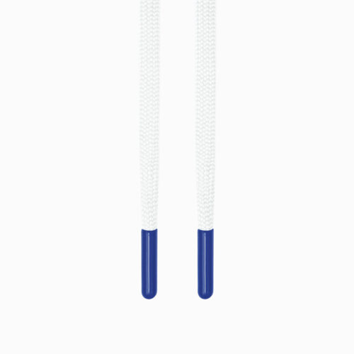 lacet blanc - embout bleu foncé