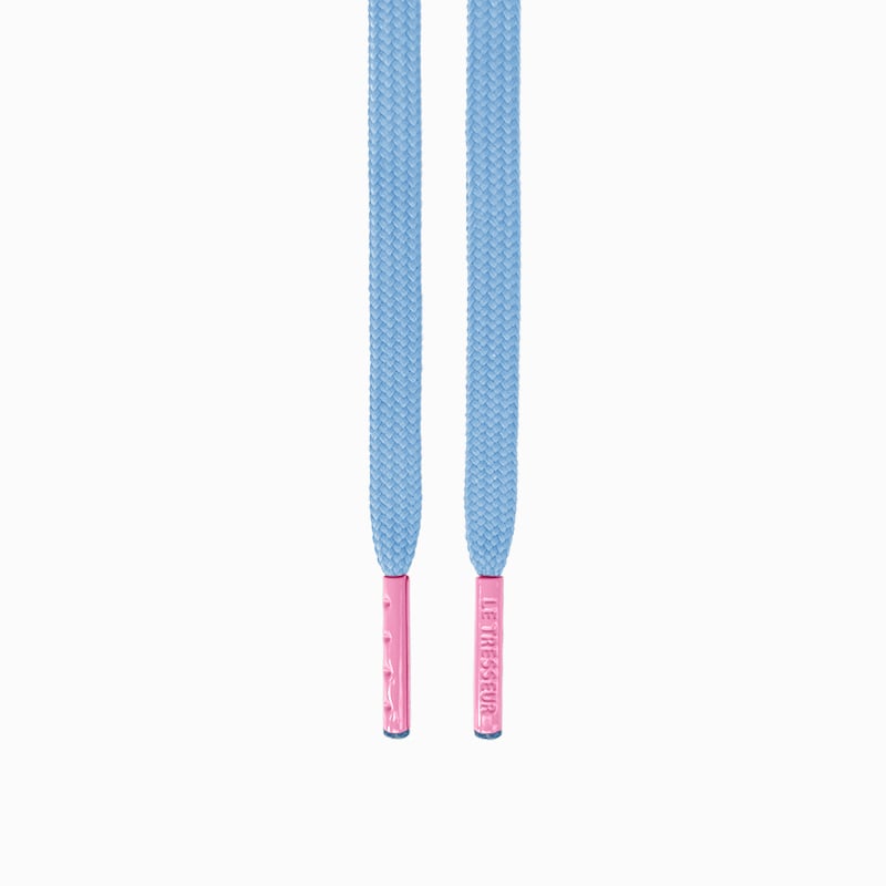 Lacets bleu clair - embouts roses