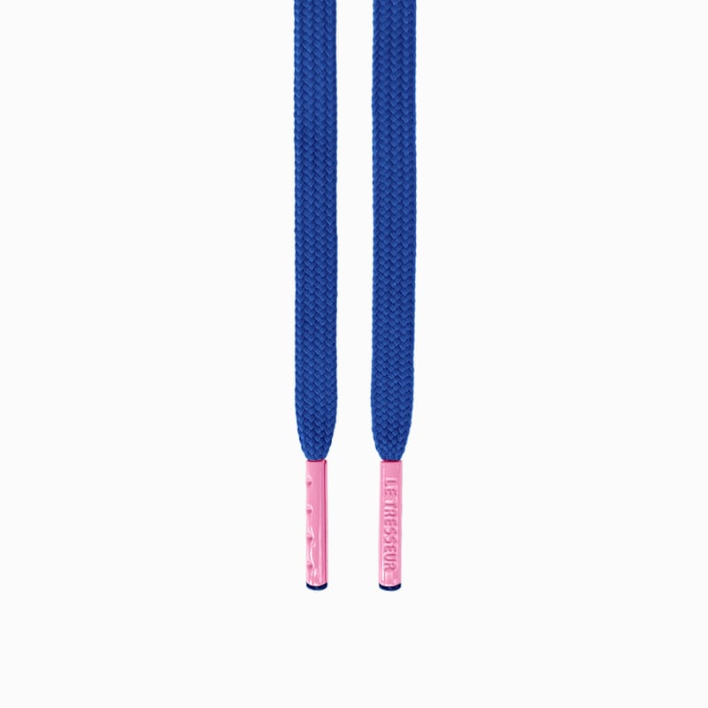 Lacets bleu foncé - embouts roses