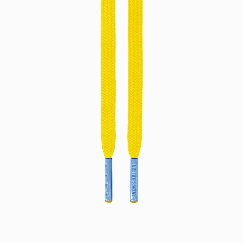 Lacets jaunes - embouts bleu clair