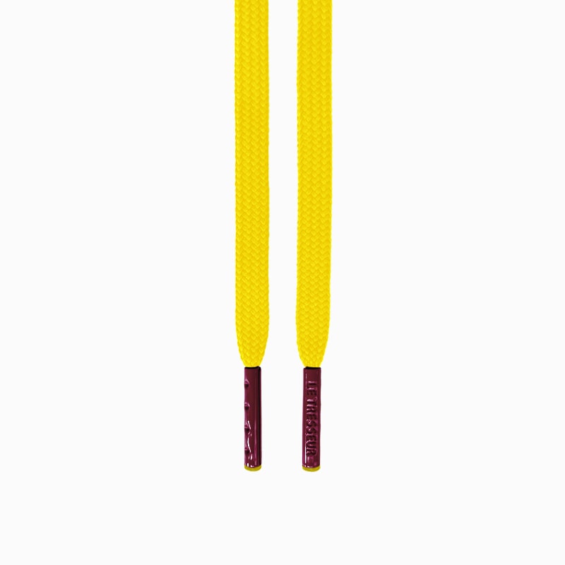 Lacets jaunes - embouts bordeaux