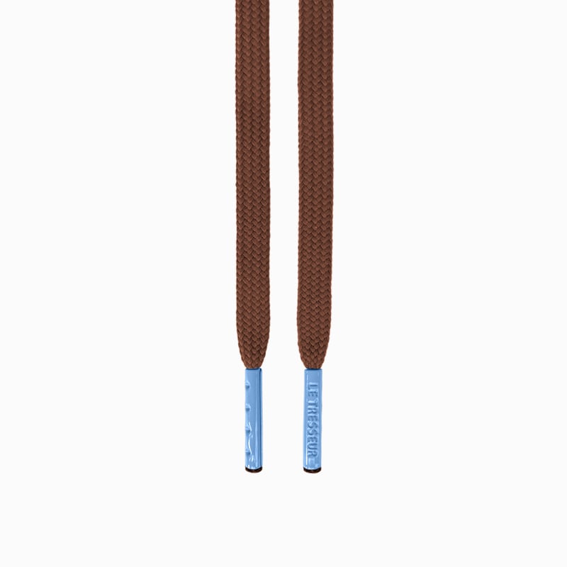 Lacets marron - embouts bleu clair