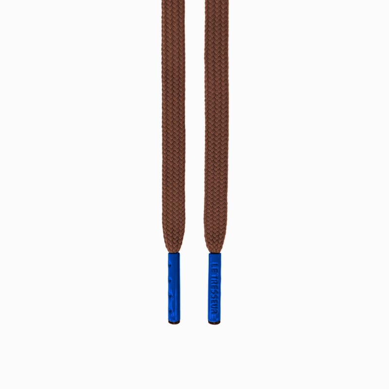 Lacets marron - embouts bleu foncé