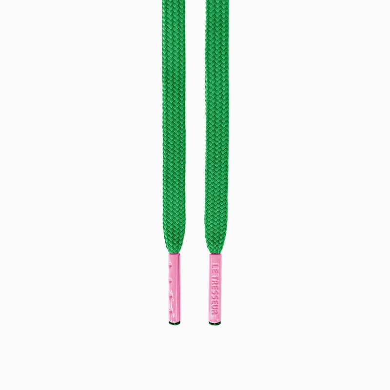 Lacets verts à embouts roses
